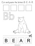 Cut and paste the letters B-E-A-R. Coloring Page