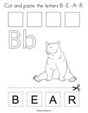 Cut and paste the letters B-E-A-R Coloring Page