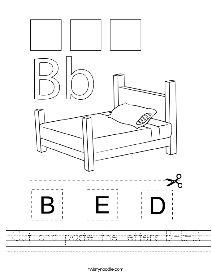 Cut and paste the letters B-E-D. Worksheet