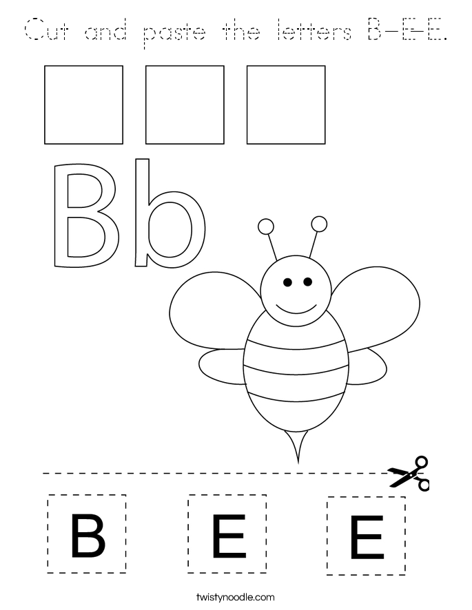 Cut and paste the letters B-E-E. Coloring Page