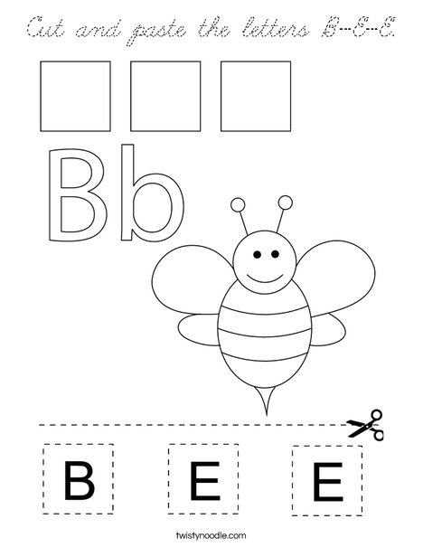 Cut and paste the letters B-E-E. Coloring Page