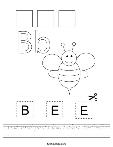 Cut and paste the letters B-E-E. Worksheet
