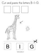 Cut and paste the letters B-I-G Coloring Page
