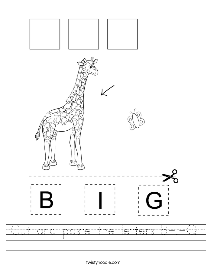 Cut and paste the letters B-I-G. Worksheet
