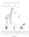 Cut and paste the letters B-I-G. Worksheet