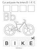 Cut and paste the letters B-I-K-E Coloring Page