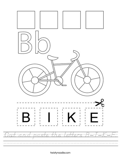 Cut and paste the letters B-I-K-E. Worksheet