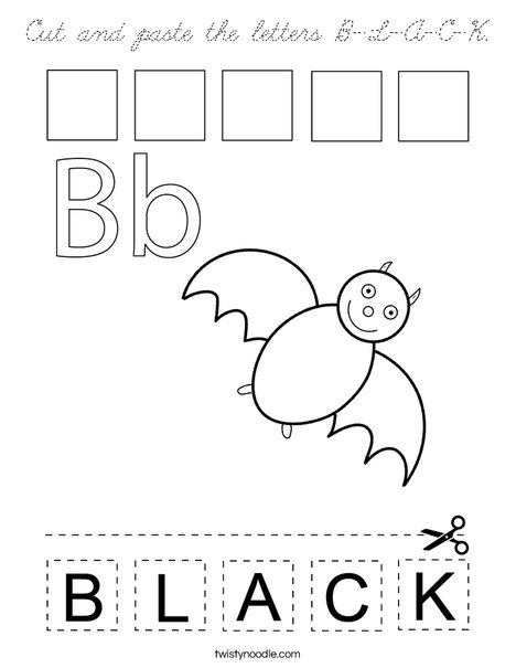Cut and paste the letters B-L-A-C-K. Coloring Page