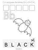 Cut and paste the letters B-L-A-C-K Coloring Page