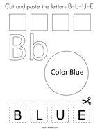 Cut and paste the letters B-L-U-E Coloring Page