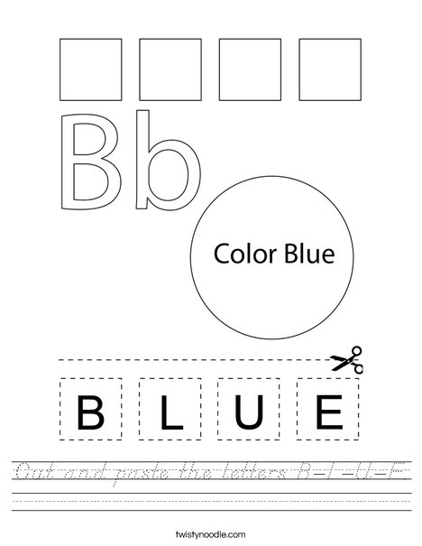 Cut and paste the letters B-L-U-E. Worksheet