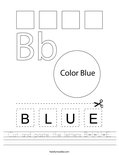 Cut and paste the letters B-L-U-E. Worksheet