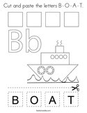 Cut and paste the letters B-O-A-T Coloring Page
