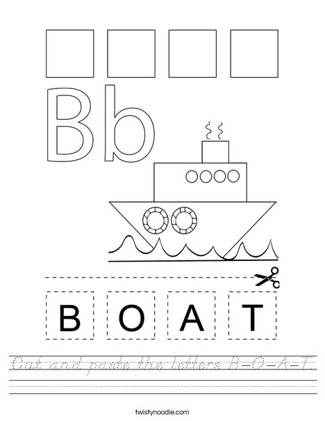 Cut and paste the letters B-O-A-T. Worksheet