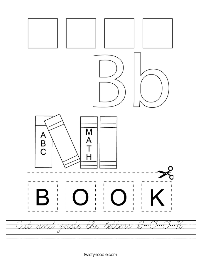 Cut and paste the letters B-O-O-K. Worksheet
