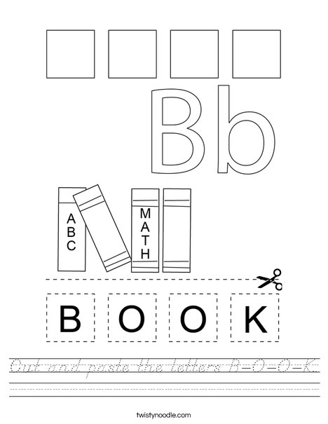 Cut and paste the letters B-O-O-K. Worksheet