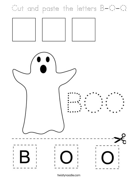 Cut and paste the letters B-O-O. Coloring Page