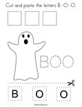 Cut and paste the letters B-O-O. Coloring Page