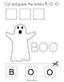 Cut and paste the letters B-O-O Coloring Page