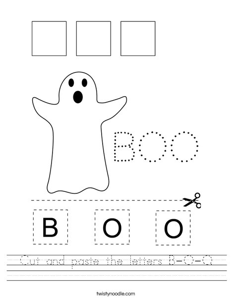 Cut and paste the letters B-O-O. Worksheet