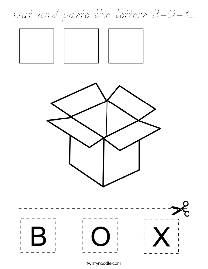 Cut and paste the letters B-O-X. Coloring Page