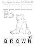 Cut and paste the letters B-R-O-W-N Coloring Page