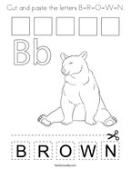 Cut and paste the letters B-R-O-W-N Coloring Page