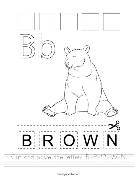 Cut and paste the letters B-R-O-W-N. Worksheet