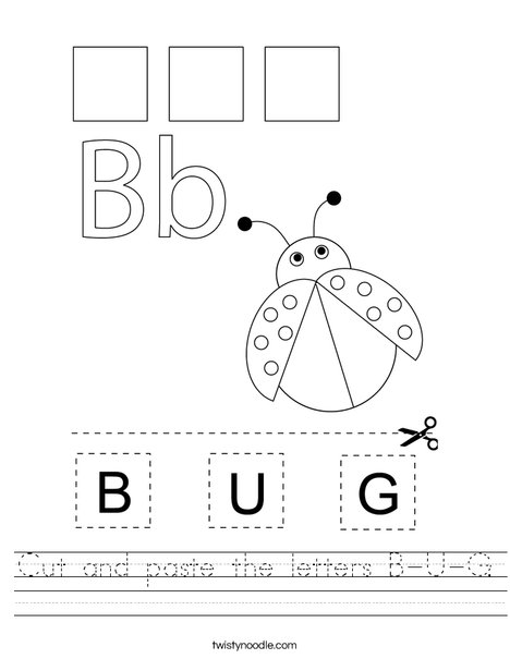 Cut and paste the letters B-U-G. Worksheet