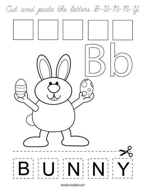 Cut and paste the letters B-U-N-N-Y. Coloring Page