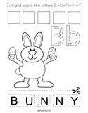 Cut and paste the letters B-U-N-N-Y Coloring Page
