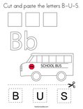 Cut and paste the letters B-U-S. Coloring Page