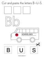 Cut and paste the letters B-U-S Coloring Page