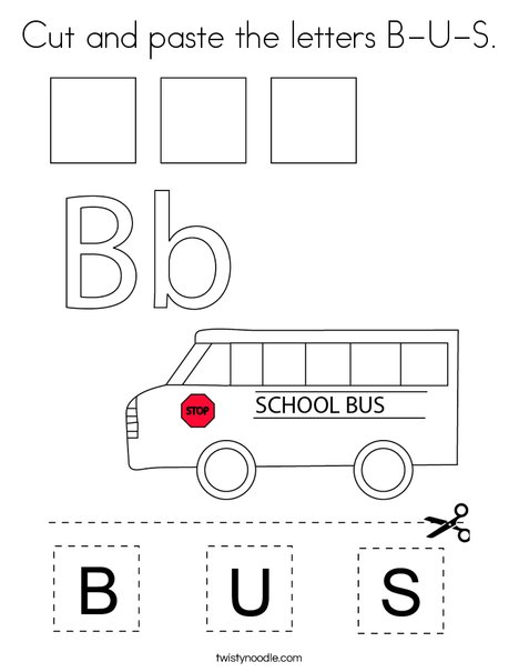 Cut and paste the letters B-U-S. Coloring Page