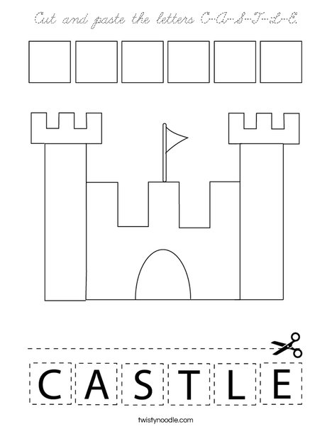 Cut and paste the letters C-A-S-T-L-E. Coloring Page