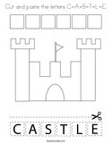 Cut and paste the letters C-A-S-T-L-E Coloring Page