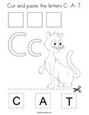 Cut and paste the letters C-A-T Coloring Page