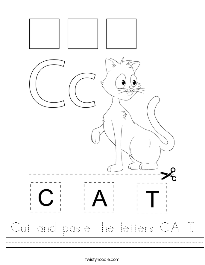 Cut and paste the letters C-A-T. Worksheet