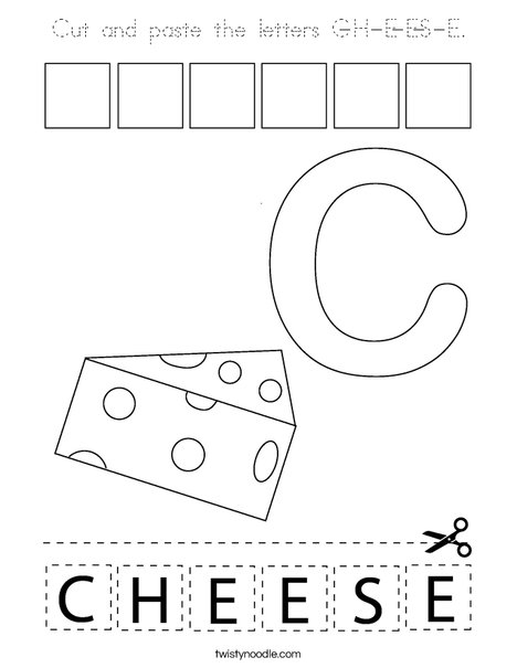 Cut and paste the letters C-H-E-E-S-E. Coloring Page