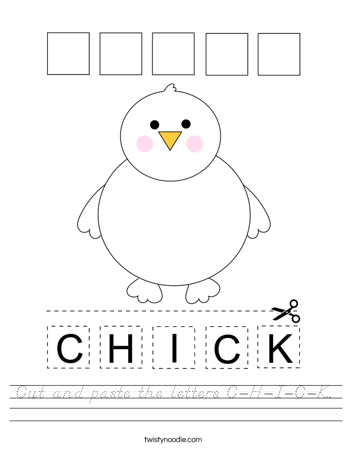 Cut and paste the letters C-H-I-C-K. Worksheet