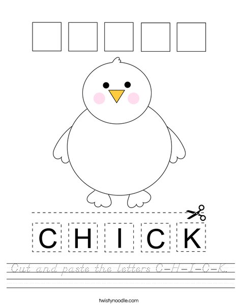 Cut and paste the letters C-H-I-C-K. Worksheet