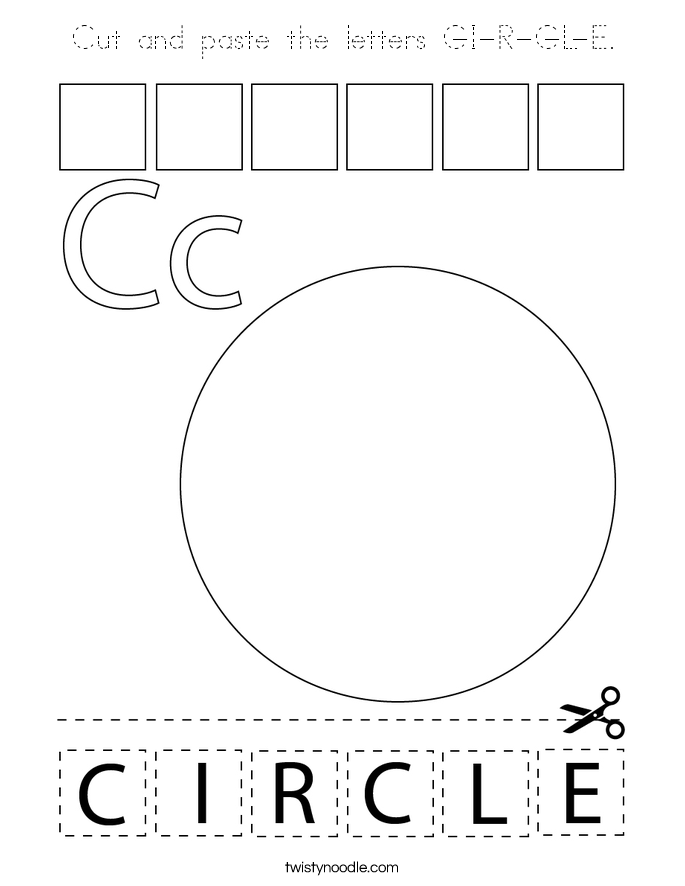 cut and paste the letters c i r c l e coloring page tracing twisty