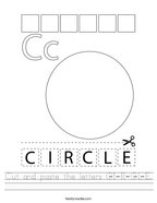 Cut and paste the letters C-I-R-C-L-E Handwriting Sheet