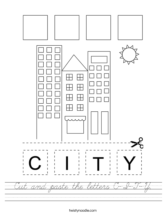 Cut and paste the letters C-I-T-Y. Worksheet