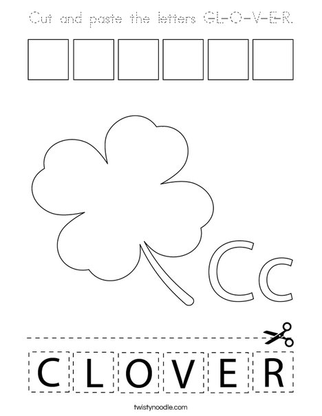 Cut and paste the letters C-L-O-V-E-R. Coloring Page