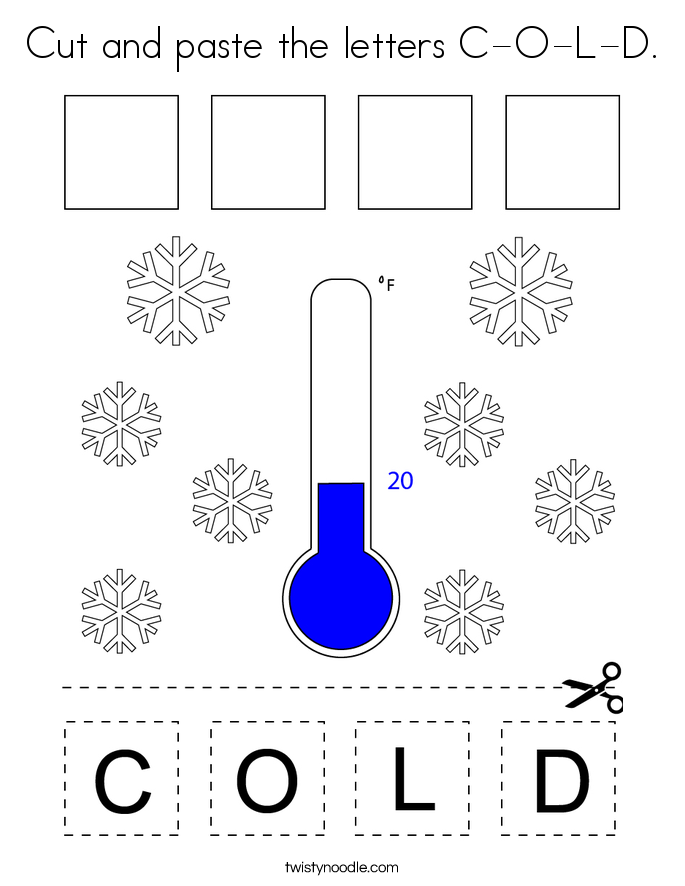 Cut and paste the letters C-O-L-D. Coloring Page