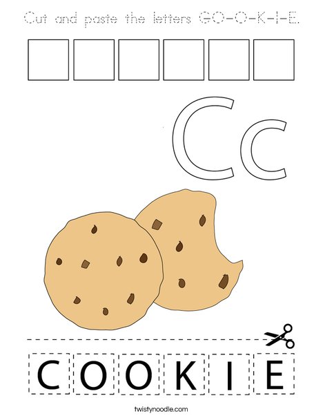 Cut and paste the letters C-O-O-K-I-E. Coloring Page