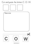 Cut and paste the letters C-O-W. Coloring Page