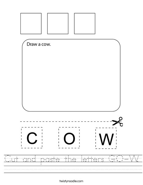 Cut and paste the letters C-O-W. Worksheet