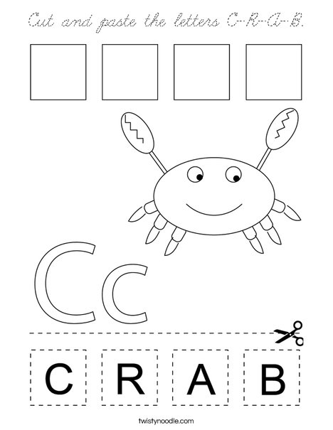 Cut and paste the letters C-R-A-B. Coloring Page